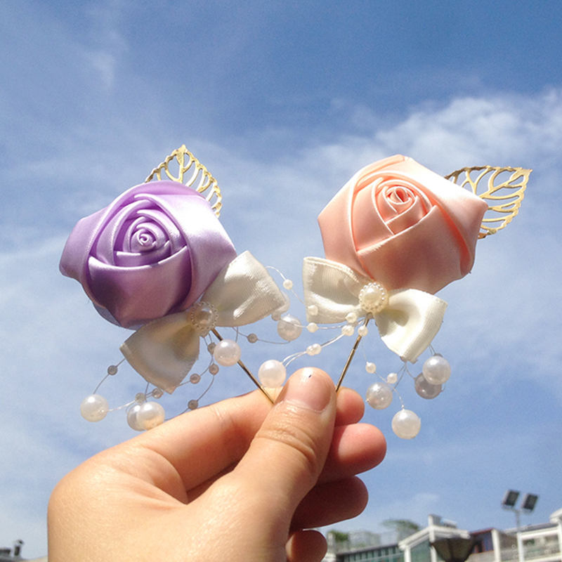 Simulation de fleur de Corsage pour mariée et marié, broche de Simulation de fleur, fournitures de fête d'affaires et de vacances, 643Z