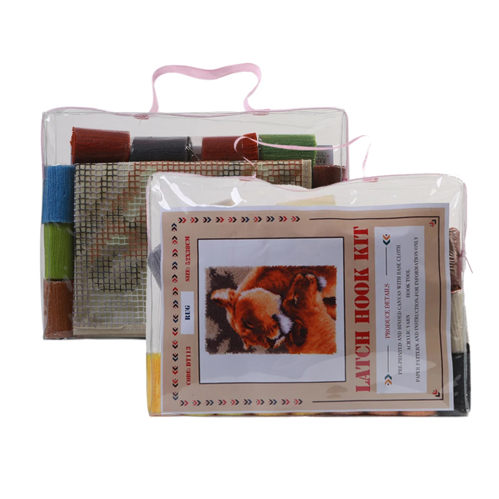 Kit Karpet Kait Kait DIY Kit Kerajinan Kait Karpet Benang Rajutan dengan Desain Pola Cetakan Warna untuk Dekorasi Natal Anak-anak Dewasa