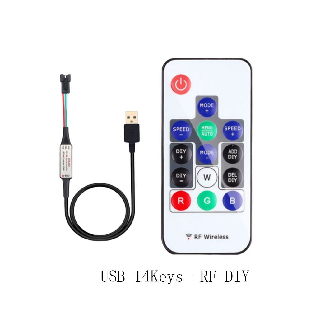 WS2812B WS2811 LED Pixel Streifen Licht Controller USB/DC 3Keys RF 14/17/21 Tasten Mit fernbedienung DC5-24V
