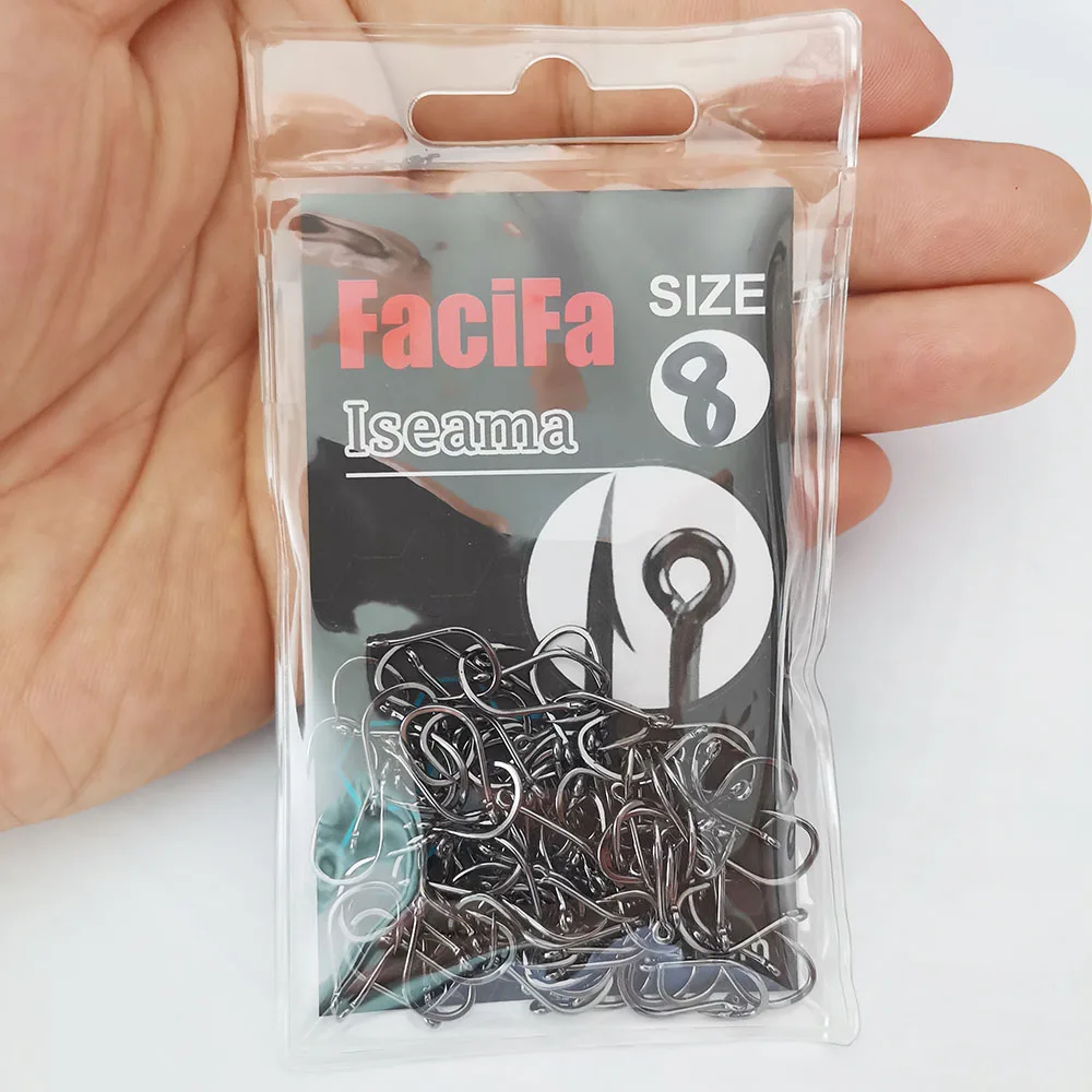 100 Uds Iseama anzuelo de pesca de carpa anzuelo circular compensado anzuelo de pesca con mosca individual anzuelo de mar con púas accesorios de aparejos