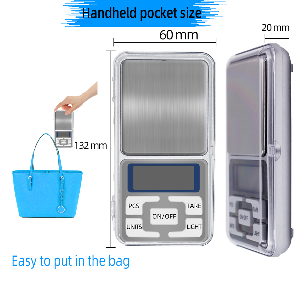 0,01g Schmuck waage Gewicht Diamant waage 500g/200g/1000g hochpräzise elektronische Küche mit digitaler Tasche Mini-Waage