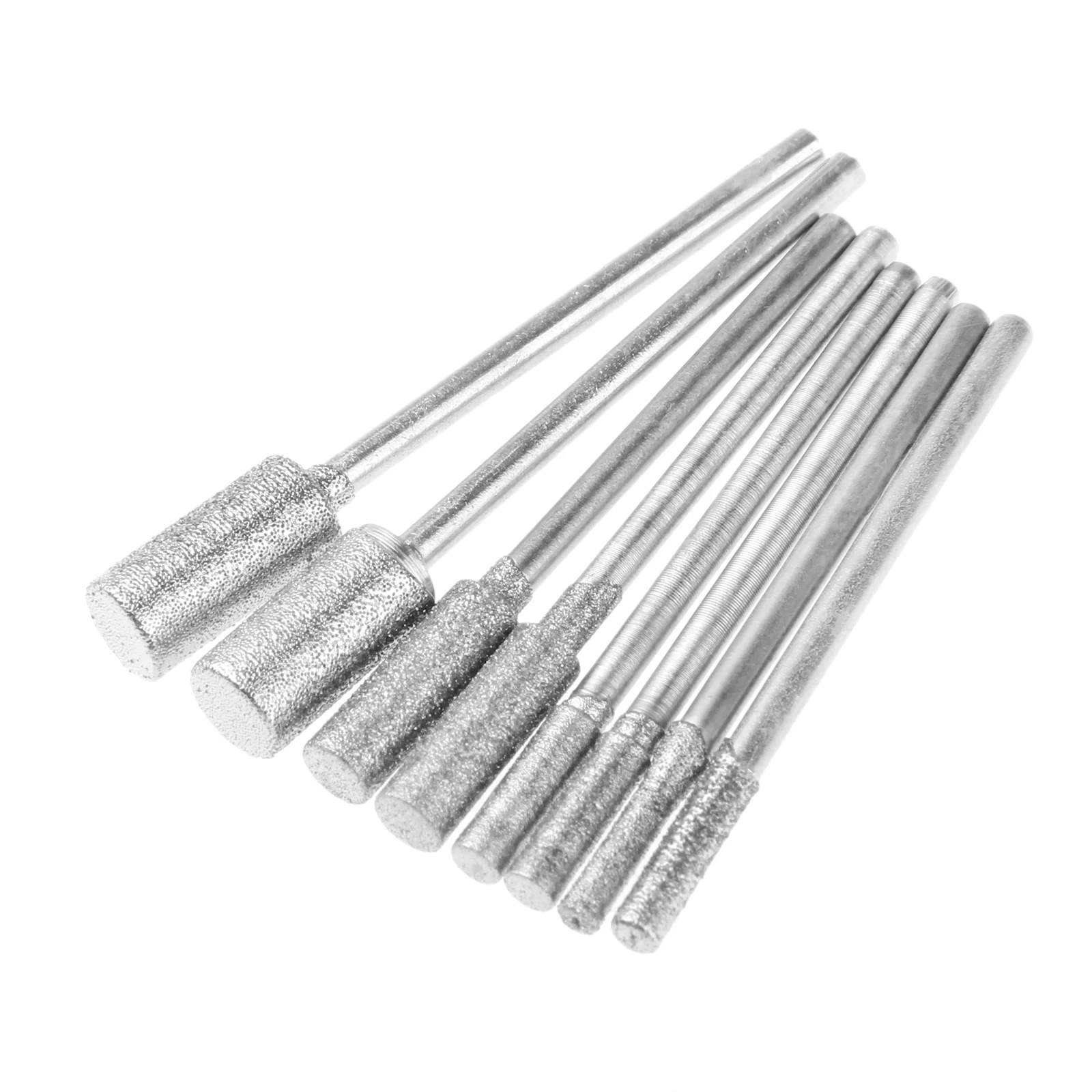 8Pcs Diamant Schneiden Schleifen Kopf Montiert Punkte Bit 2,35mm Schaft Jade Stein Carving Polieren für Dremel Dreh Werkzeug