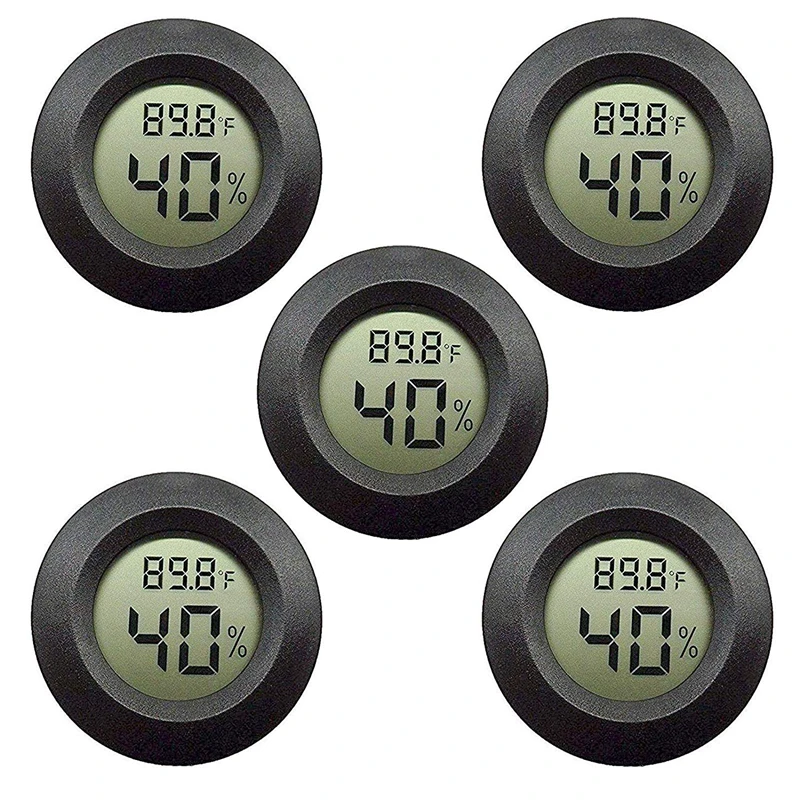 Bộ 5 Nhiệt Ẩm Kế Nhiệt Kế Màn Hình LCD Kỹ Thuật Số Đồng Hồ Đo Độ Ẩm Đo Cho Ẩm Máy Hút Ẩm Gre