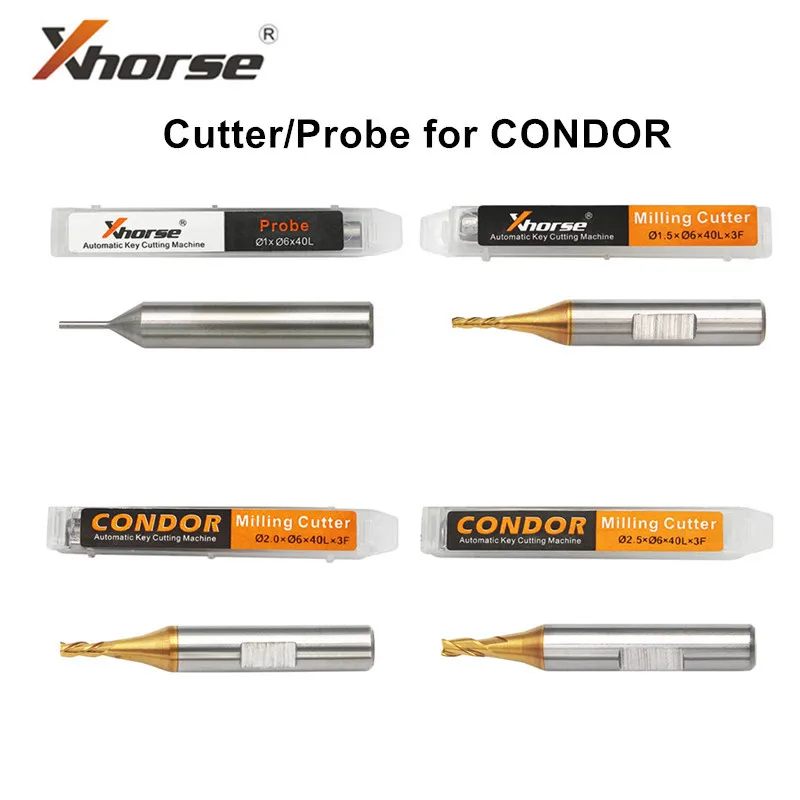 Sonda cortadora de llaves Xhorse Condor 1,0mm 1,5mm 2,0mm 2,5mm para XC MINI Plus XC-007 Dolphin XP-005 XP-007