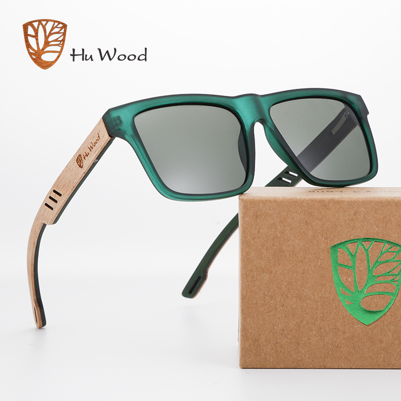 HU WOOD Новые высококачественные квадратные солнцезащитные очки для мужчин, поляризационные UV400, модные солнцезащитные очки с зеркалом, спортивные солнцезащитные очки для вождения oculos