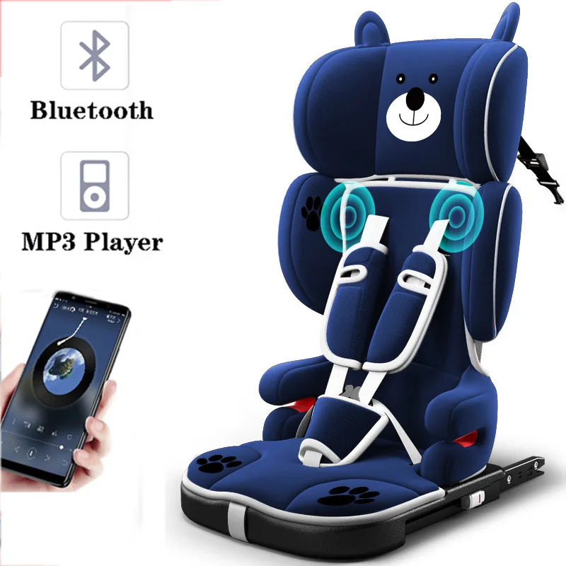 แบบพกพาที่นั่งในรถเด็กพับความปลอดภัยของเด็กที่นั่งบลูทูธเพลง Isofix Latch อินเทอร์เฟซเด็กทารกรถที่นั่งสำหรับ1 ~ 12 Y