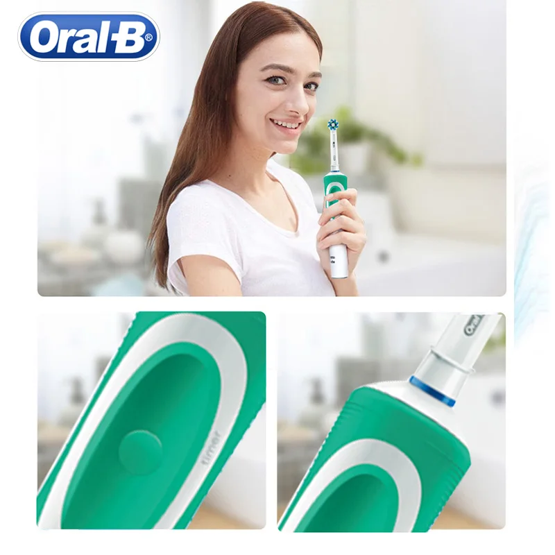 Oral B Bàn Chải Đánh Răng Điện 2D Quay Rung Sạch Sạc Răng Bàn Chải Chéo Hành Động Lông Chăm Sóc Răng Miệng 4 Tặng Đầu Bàn Chải miễn Phí
