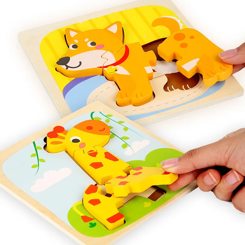 15*15Cm Trẻ Em Montessori Đồ Chơi 3D Đồ Chơi Xếp Hình Bằng Gỗ Cho Bé Hoạt Hình Hình/Giao Thông Ghép Đồ Chơi Dành Cho Trẻ Em đầu Học Tập