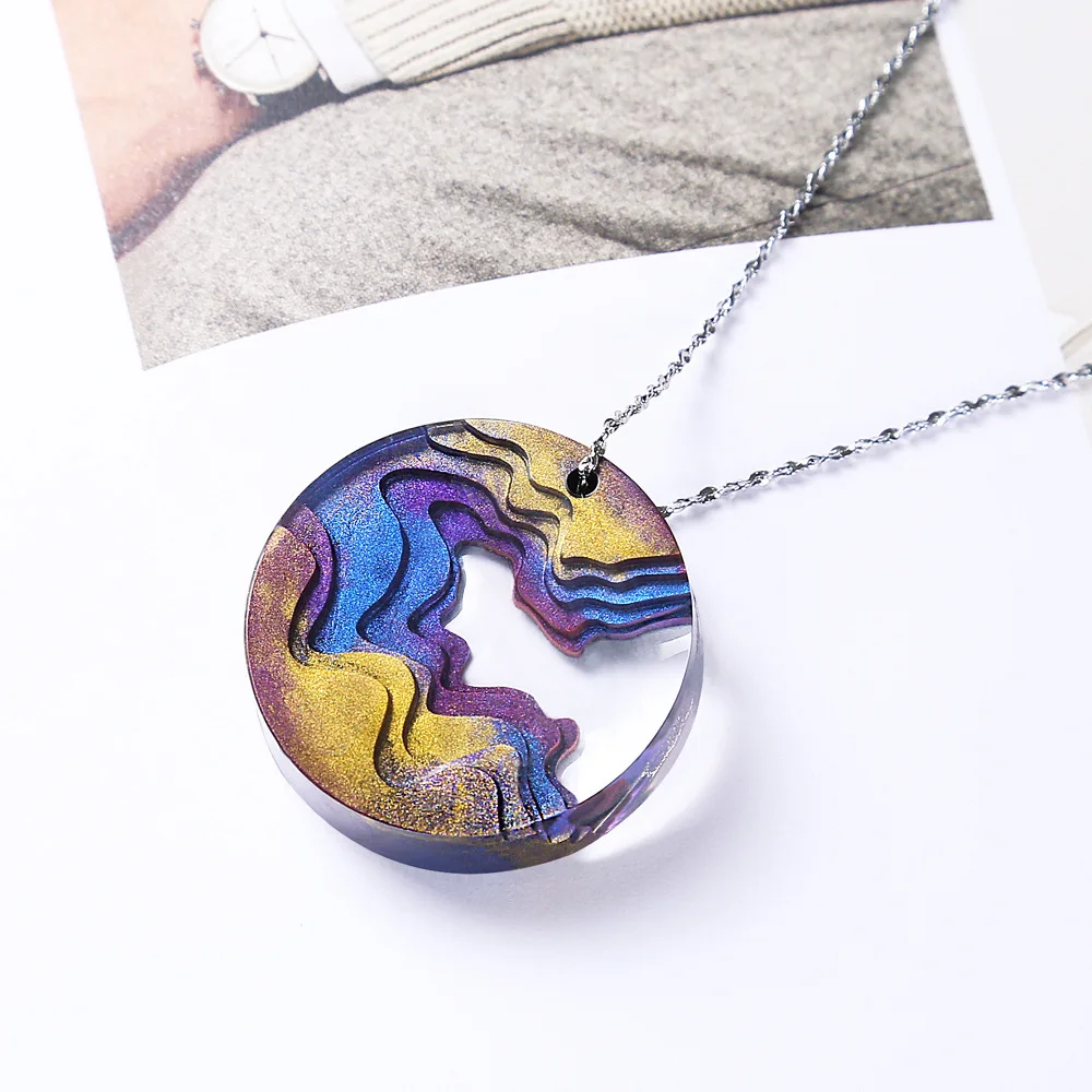 รอบ Water DROP Handmade DIY คริสตัลอีพ็อกซี่กาวคอนกรีตพลาสเตอร์ Step Field Island จี้ซิลิโคนแม่พิมพ์