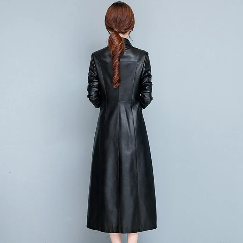 Neu Lederjacke Herbst Winter 2023 Mode Warm Abnehmbarer Pelzkragen Plus Baumwollfutter Dick Schmaler Mantel aus Schafsleder