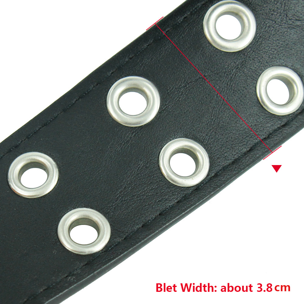 Cinturón de cadena Punk para mujer, cinturón ajustable negro con ojal doble, hebilla de Metal, pretina de cuero fresco para pantalones vaqueros