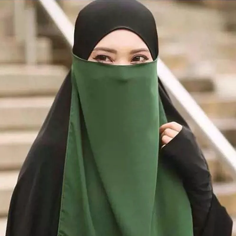 Bufanda para cubrir la cara para mujer, diadema islámica musulmana, envoltura para la cabeza, velo de oración árabe, Ramadán, Niqab, gorra de Amira de una sola capa, 50x45cm