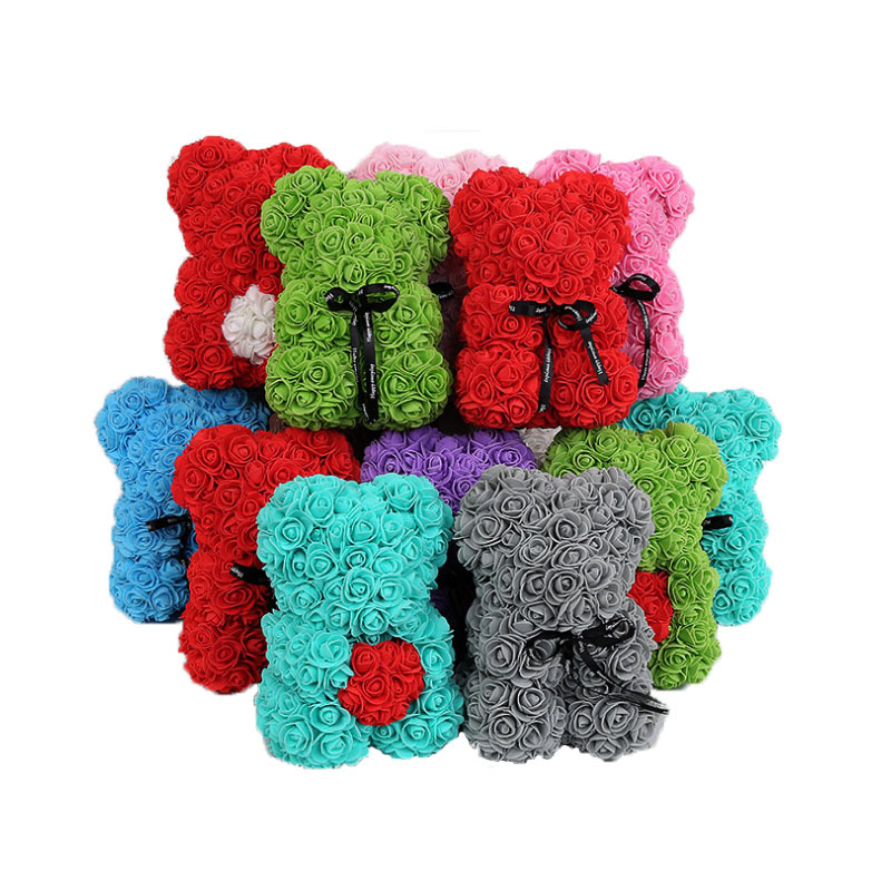 Künstliche Blumen, 25 cm, Rosenbär, Freundin, Jahrestag, Weihnachten, Valentinstag, Geschenk, Geburtstagsgeschenk für Hochzeit, Party