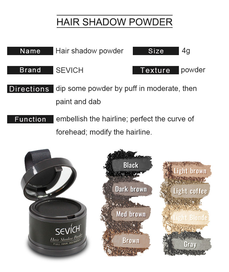 Sevich 12-Farben-Haaransatz-Puder, Haaransatz-Schatten-Schatten, vertuscht, füllt dünner werdendes Haar, Unisex-Haaransatz-Schatten-Puder, modifiziertes graues Haar