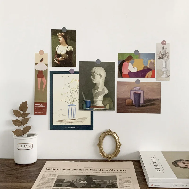 Ins Bắc Âu Retro Nghệ Thuật Thẻ Tranh Nổi Tiếng Series 7 Tờ Đơn Giản Hình Đạo Cụ Diy Sáng Tạo Nền Trang Trí Tường Bưu Thiếp