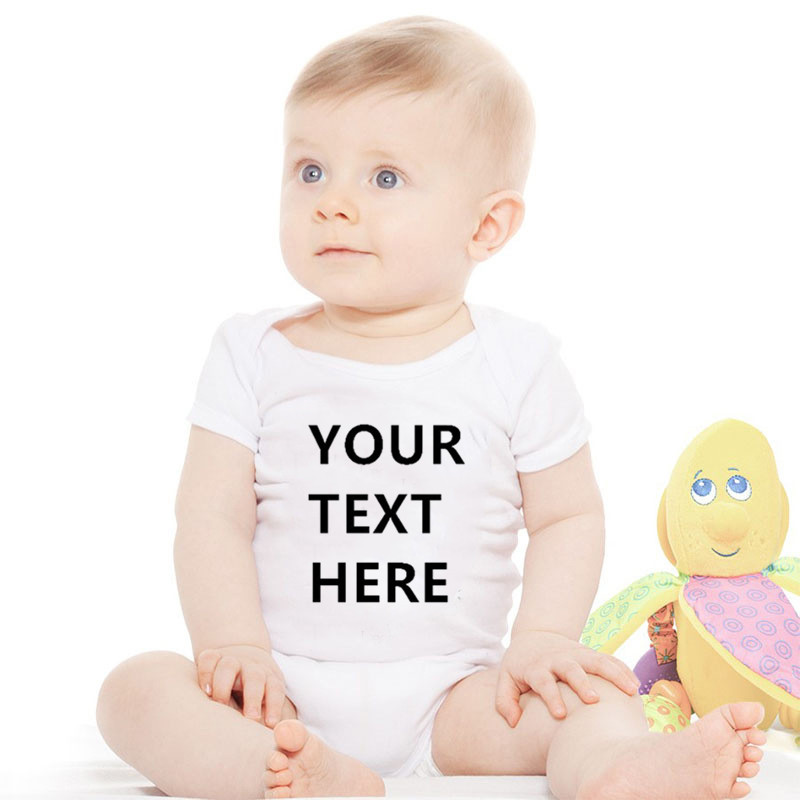 Văn Bản Của Bạn Ở Đây Bé Romper Áo Liền Quần Tùy Chỉnh Sơ Sinh Bé Trai Gái Onesie Cotton Ngắn Tay Trẻ Sơ Sinh Quần Áo