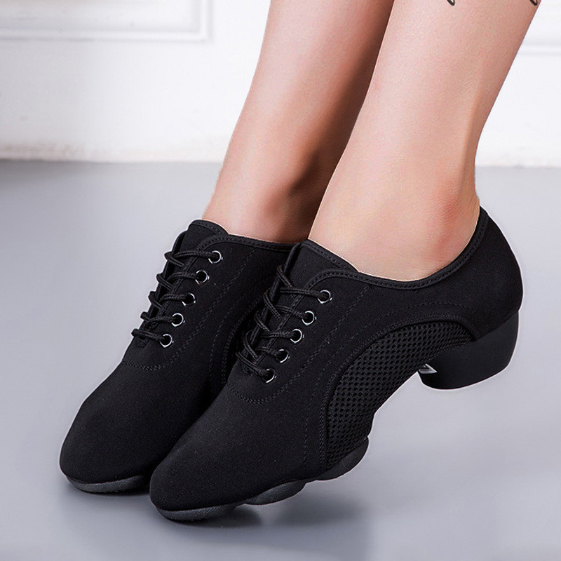 Zapatos de baile de Salsa profesionales negros para hombres y mujeres, zapatos de baile de salón estándar, Tango, profesores latinos, zapatillas de lona de Jazz