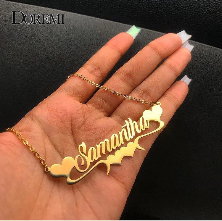 DOREMI Edelstahl Handgemachten Custom Name Personalisierte Name Halsketten für Frauen Schmuck Gold Gefüllt Herz Erklärung Choker