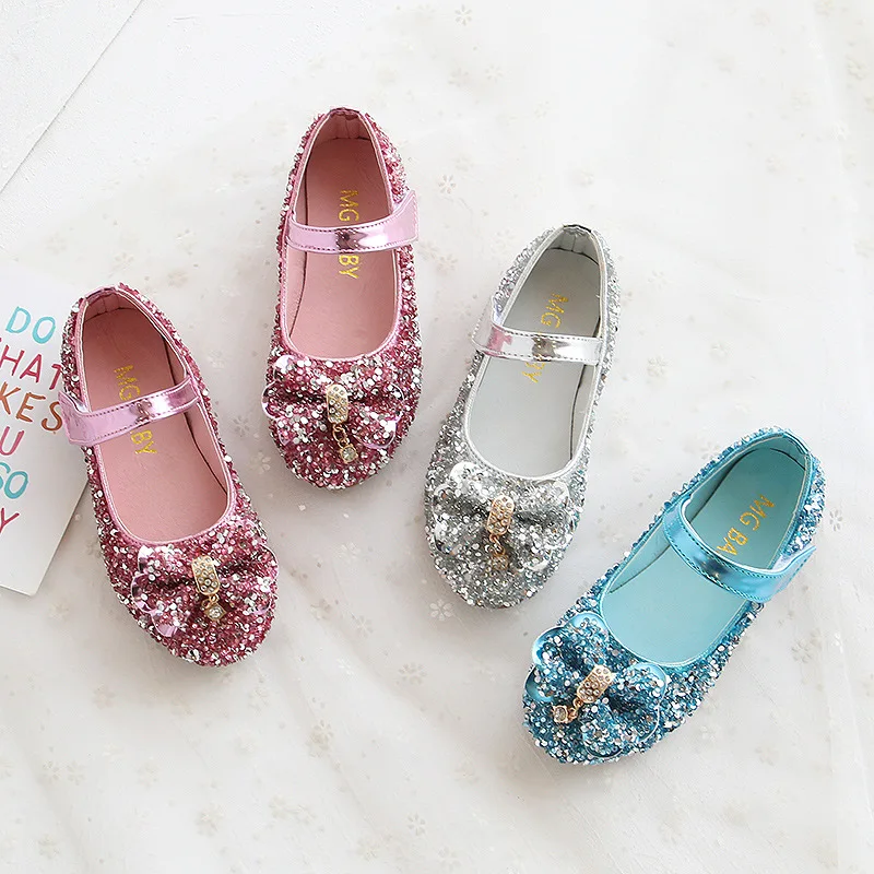 แฟชั่นรองเท้าเด็กรองเท้า Sequins Rhinestone เจ้าหญิงผีเสื้อรองเท้ารองเท้านักเรียนฤดูใบไม้ร่วงใหม่2022