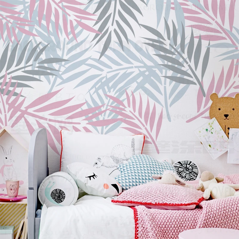 40Cm-70Cm Stencil Cho Tranh Treo Tường Lớn Trang Trí Hốc Trên Bản Mẫu Khóa Các Hốc Nội Thất Lá Nhiệt Đới mùa Hè Rừng S047