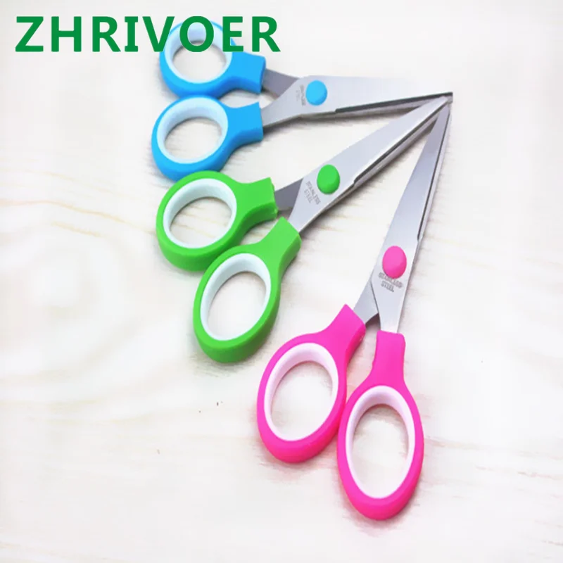 Màu Sắc Tay Cầm Nhựa Tay Kéo Thép Không Gỉ Kéo Văn Phòng Sinh Viên Paperscissors Trẻ Em Kéo An Toàn Tùy Biến