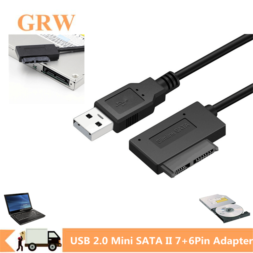 Grwibeou USB 2,0 a Mini Sata II 7 + 6 Cable convertidor adaptador de 13 pines para ordenador portátil CD/DVD ROM convertidor de unidad delgada HDD Caddy