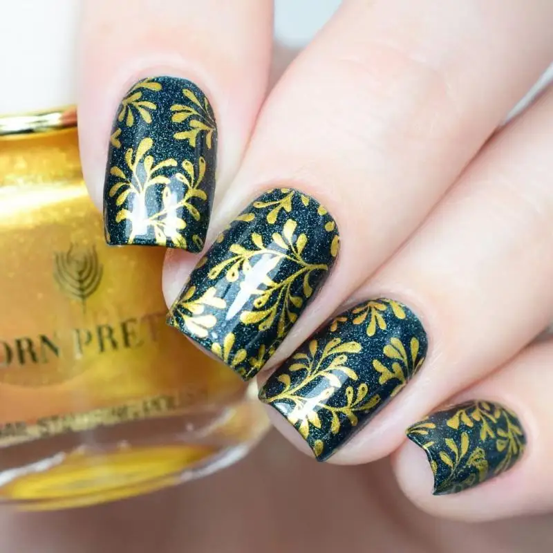 Sinh Xinh Xắn 2 Cái/bộ 6ML Đen Trắng Móng Dập Ba Lan Dầu Bóng Vàng Bạc Cho Móng Tay Nghệ Thuật Tấm Tem Dầu dập Series
