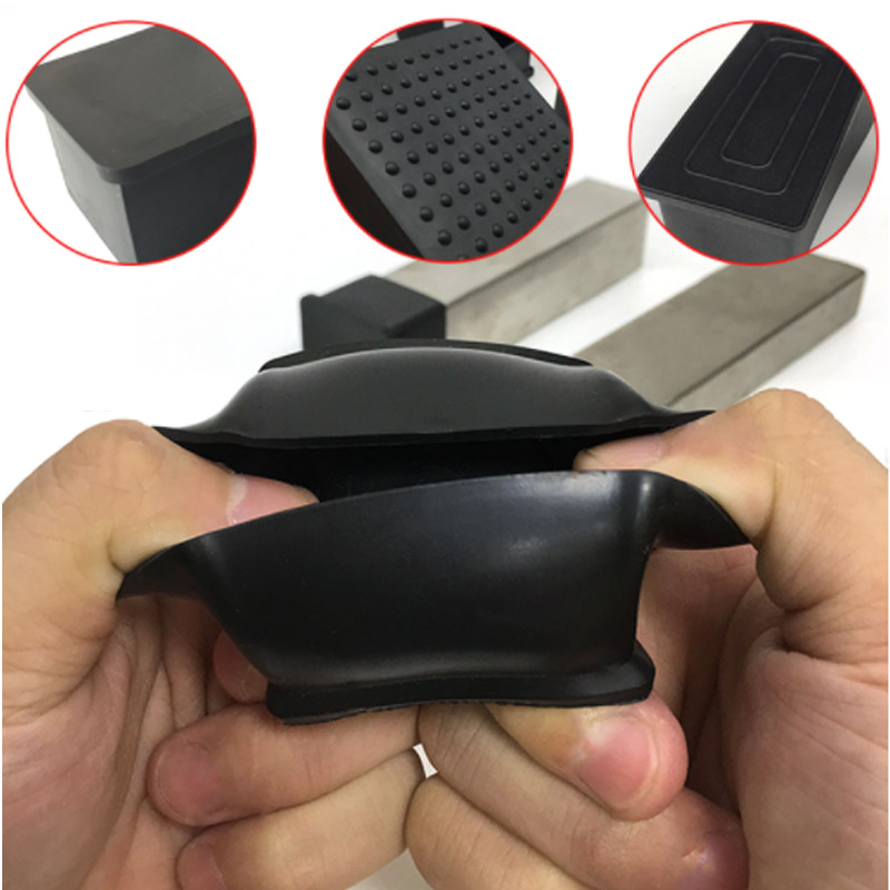 Rubber Chair Leg Caps Table Feet Furniture Tube End Cover Tips Non-slip Floor Protector Pads Pipe Plugs Black Square/Rectangle