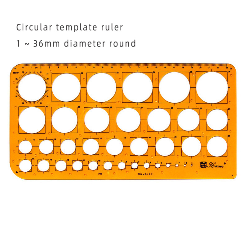 Circular oval ruler durable K Resin drawing design furniture architect template drafting ruler template measuring ruler