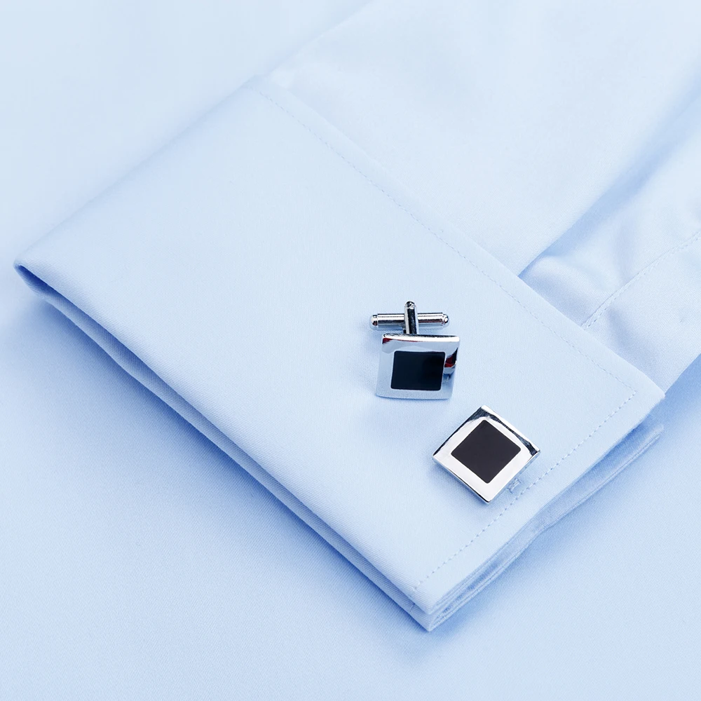 Camicie con bottoni con polsini francesi in cotone mercerizzato di lusso Camicia da smoking da uomo a maniche lunghe Camicia elegante di alta qualità con gemelli