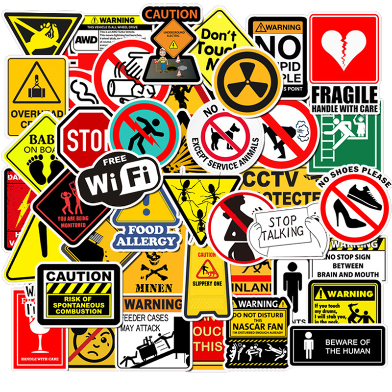 10/30/50 Con Cảnh Báo Dán Nguy Hiểm Cấm Dấu Hiệu Nhắc Nhở Chống Nước Miếng Dán Decal Laptop Xe Máy Hành Lý Điện Thoại ván Trượt Tuyết