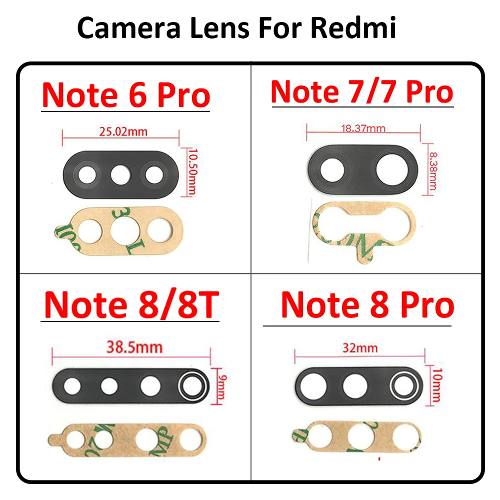 NEW For Xiaomi Redmi 13C 4G Note 9 Pro Max 9S 8 7 11 10 12 Pro Plus 5G 10T 10S Rear Camera Lens Glass Back Camera Lens With Glue