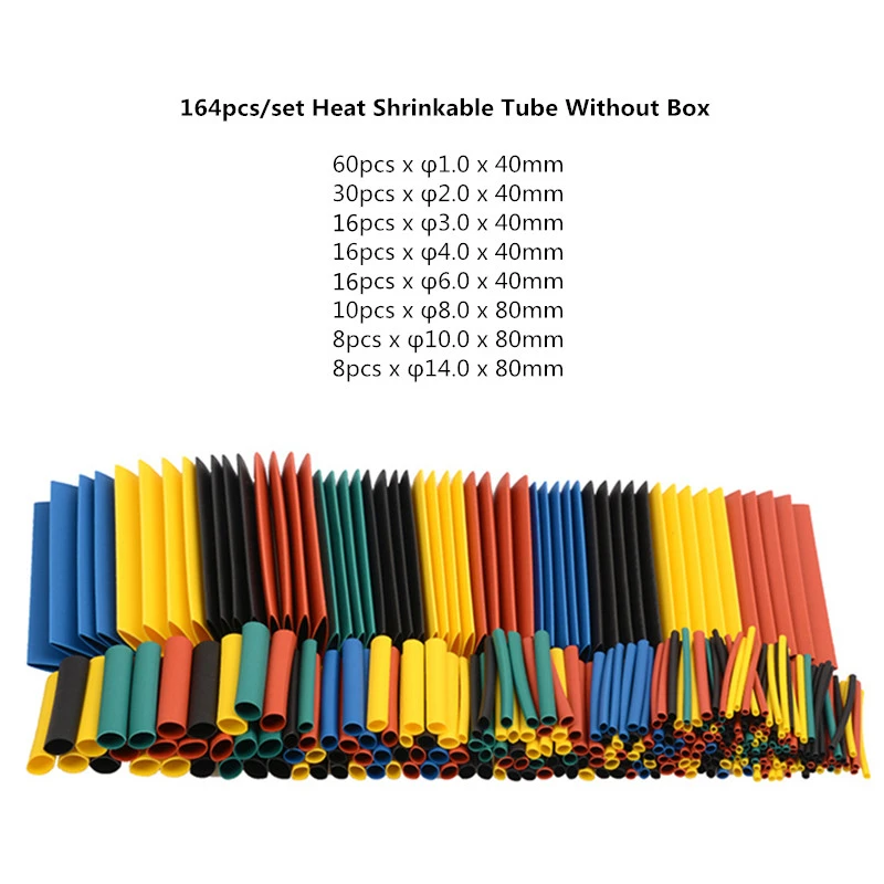 164 Cái/bộ Nhiệt Ống Bộ Cách Nhiệt Sleeving Termoretractil Polyolefin Bị Thu Hẹp Các Loại Ống Co Nhiệt Dây Cáp