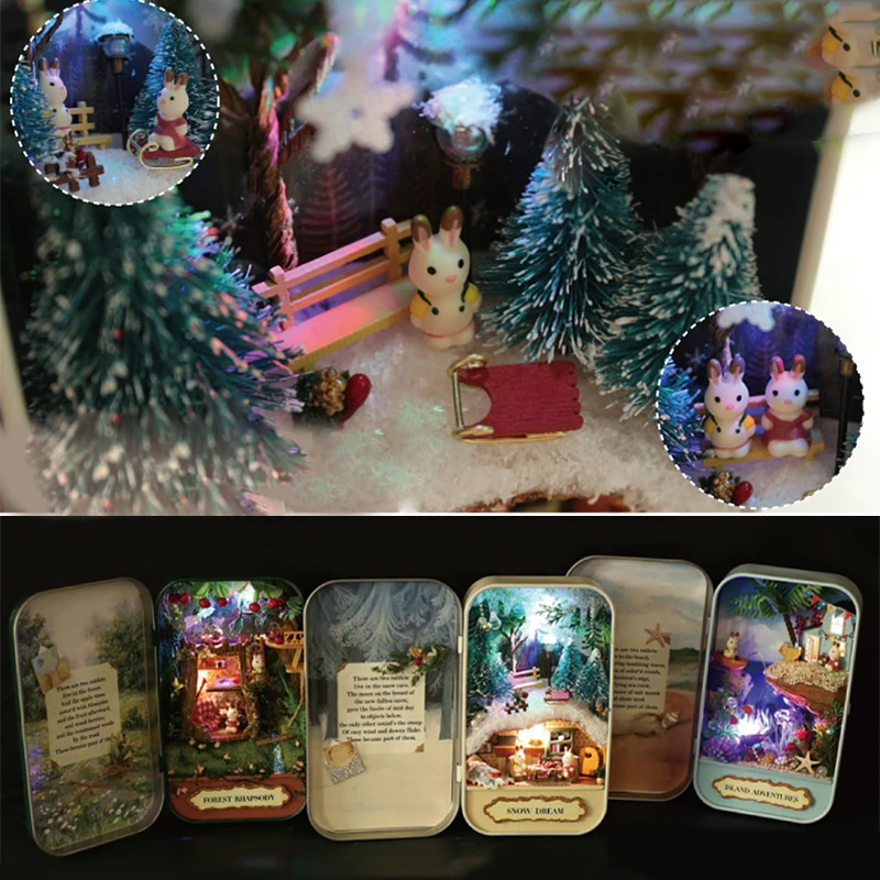 โรงละครกล่องบ้านตุ๊กตาไม้บ้านตุ๊กตา Miniature Home Nostalgic Theme ตุ๊กตาเฟอร์นิเจอร์อุปกรณ์เสริมของเล่นสําหรับเด็ก