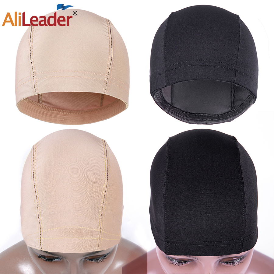 AliLeader S/M/L gorros de peluca elásticos sin pegamento para hacer pelucas, más fácil de coser en el cabello, gorro tejido estirable, forro de peluca de red para el cabello sin pegamento