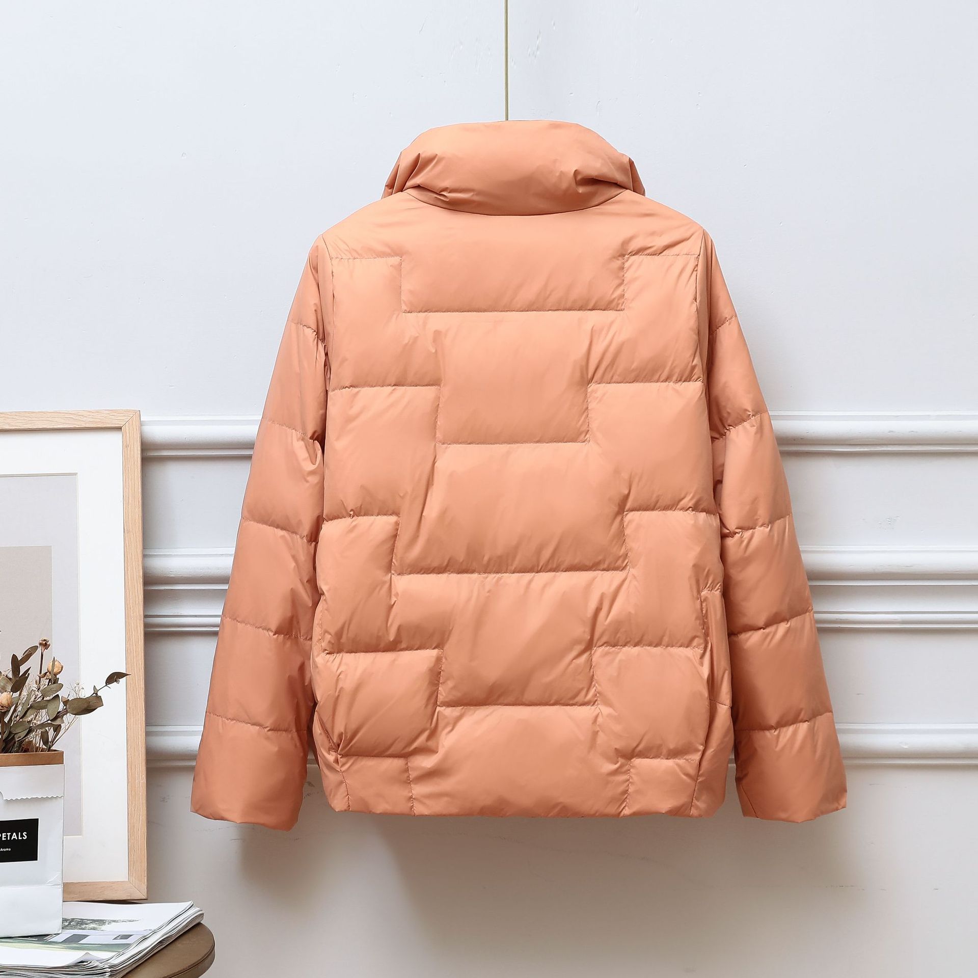Leightweight Jaket Puffer Wanita Mantel Kancing Sebaris Warna Solid Fashion 2021 Pakaian Luar Pendek Musim Gugur Musim Dingin
