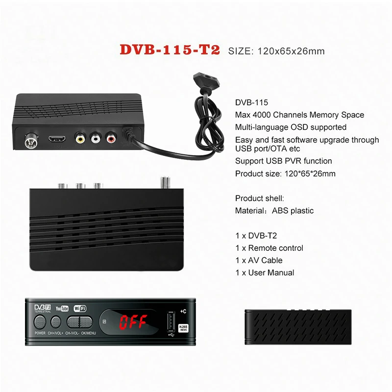 HD 1080p Tv Tuner Dvb T2 VGA Dvb-T2 For Monitor Adapter USB2.0 Tuner Receiver Satellite Decoder Dvbt2 Mutiple Language Manual