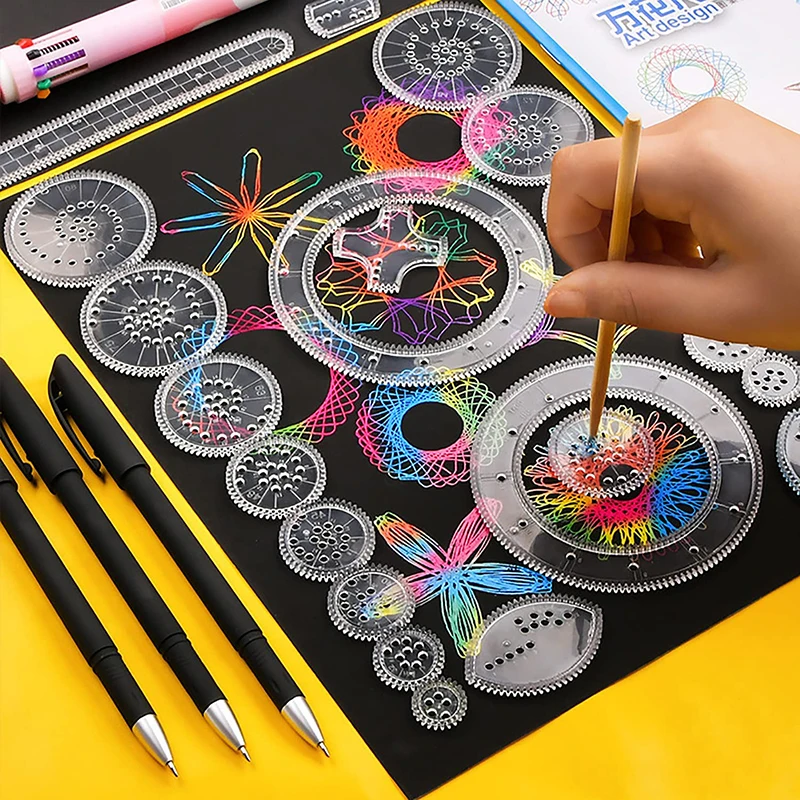40 Chiếc Xước Rainbow Giấy Tờ Cổ Điển Gear Bộ Vẽ Họa Tiết Spirograph Bộ Động Vật Hình Học Tranh Stencils Cai Trị Trẻ Em Nghệ Thuật Carft Đồ Chơi