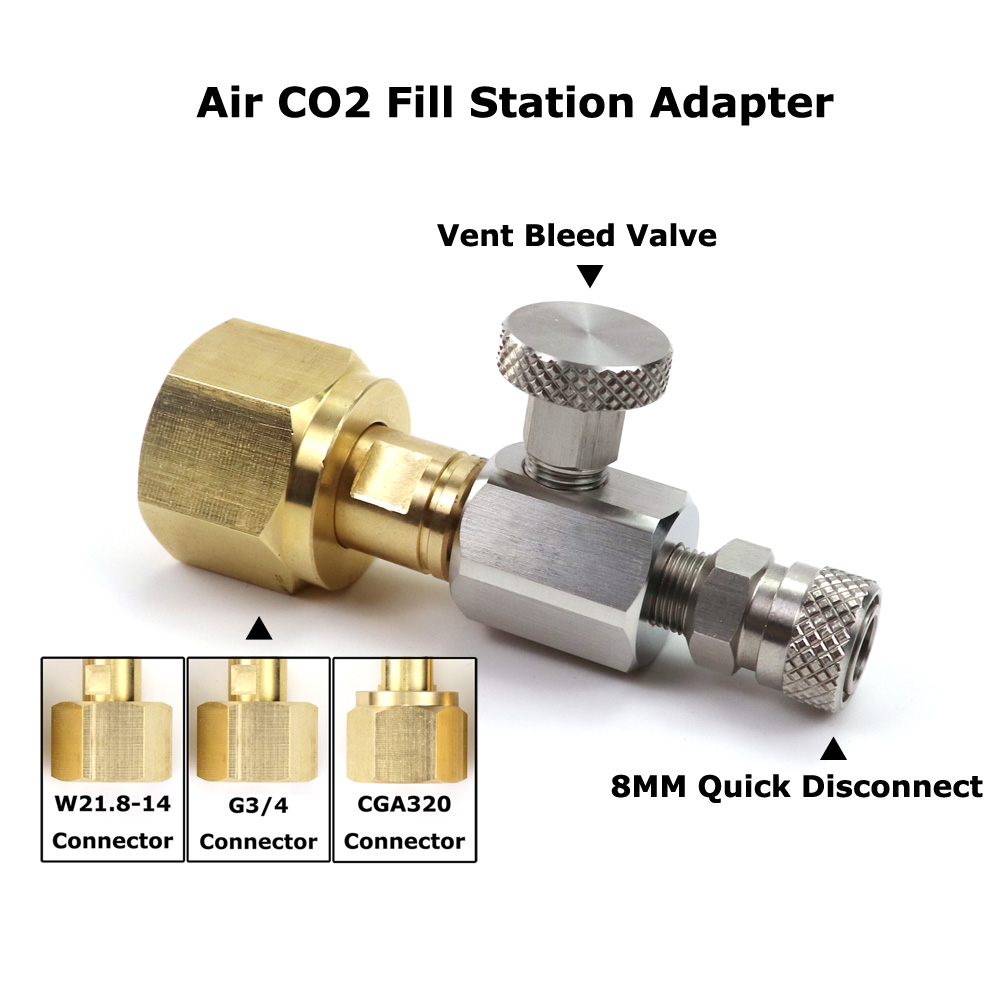 Novo adaptador de estação de enchimento de mergulho co2 hpa din com conector cga320 ou w21.8 ou g3/4 para acoplador de desconexão de liberação rápida de 8mm