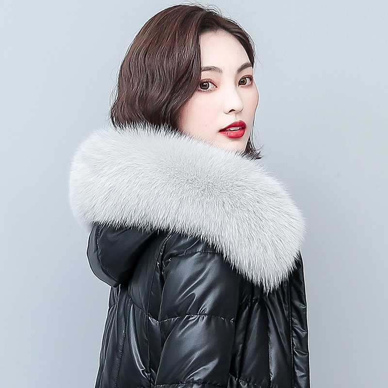 Женское длинное зимнее пальто из натуральной овечьей кожи