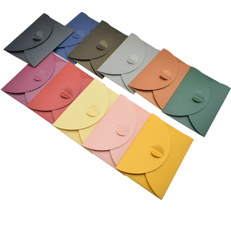 20 ชิ้น Mini สีซองจดหมายกระดาษแข็งหนาขนาดเล็ก DIY กระดาษซอง Self Locking Buckle Letter ของขวัญการ์ด