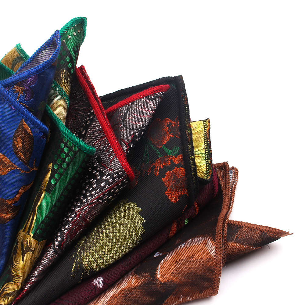 แฟชั่นดอกไม้พ็อกเก็ตสแควร์สำหรับผู้ชายผู้หญิงหน้าอกผ้าเช็ดตัว Hanky สุภาพบุรุษ Hankies ผ้าเช็ดหน้าผู้ชาย Jacquard ผ้าเช็ดตัว