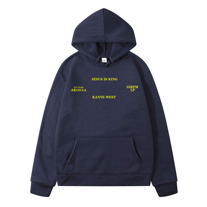 남자 풀오버 후드 예수는 왕입니다 Kanye West 빈티지 가을 겨울 블루 힙합 양털 후드 도시 streetwear Hoody 여성
