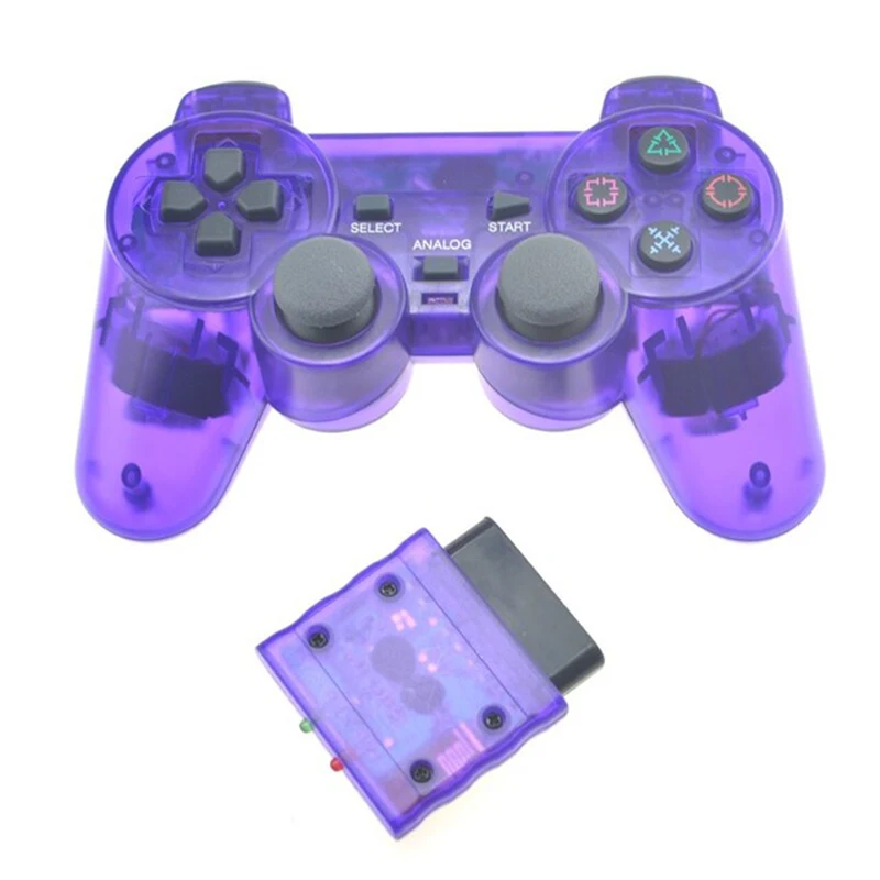 Trong Suốt Màu Sắc Tay Cầm Chơi Game Không Dây Cho Sony PS2 2.4G Rung Joystick Blutooth Bộ Điều Khiển Cho Máy Playstation 2 Joypad