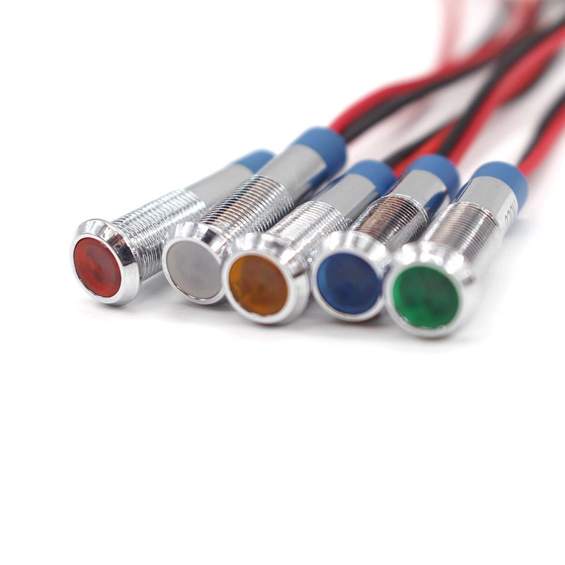 1PC LED โลหะไฟแสดงสถานะ 6 มม.กันน้ําสัญญาณไฟเตือน 12V 24V 220V โวลต์สีแดงสีเหลืองสําหรับแดชบอร์ดเรือ