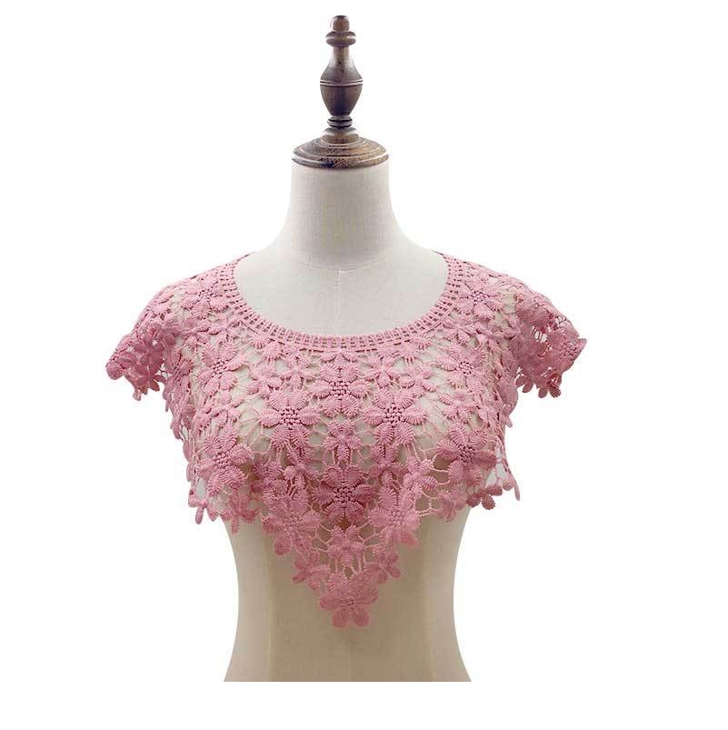 Solúvel em água gola de renda flor xale colete leite seda bordado corsage diy acessórios de renda colar falso
