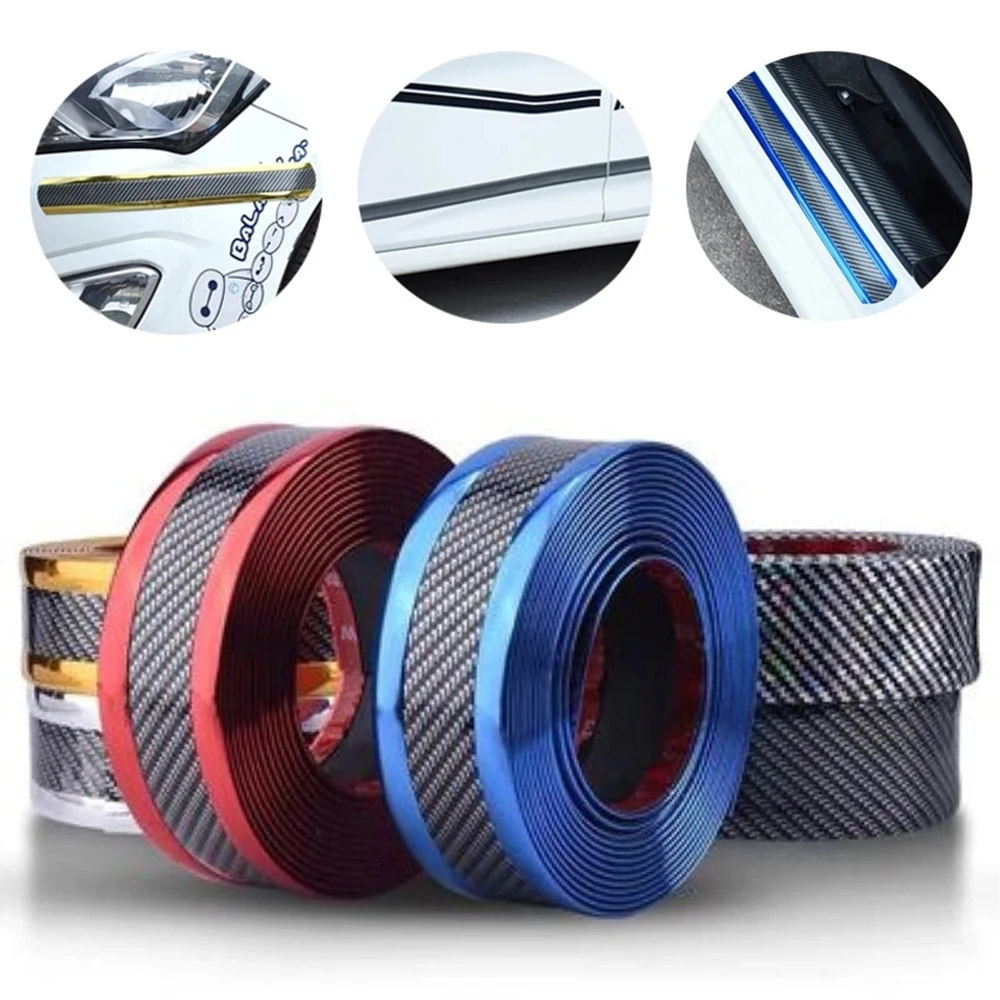 Auto Stickers Anti Kras Instaplijsten Protector Rubber Strip Koolstofvezel Auto Drempel Bescherming Bumper Film Sticker Auto Styling