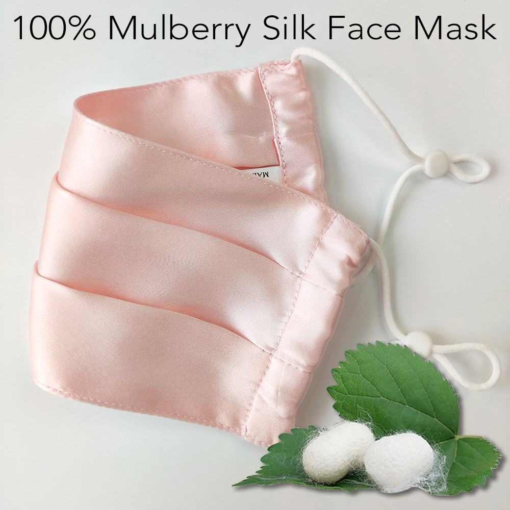 Mascarilla facial de seda de morera 100% para hombres y mujeres, reutilizable, lavable con trabillas ajustables para las orejas, antipolvo