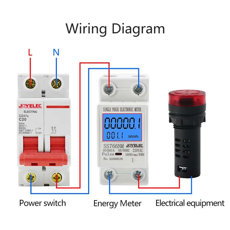 JOYELEC Digital Single Phase Reset Null Energie Meter kWh Spannung Strom Power Verbrauch Meter Wattmeter Strom 220V AC