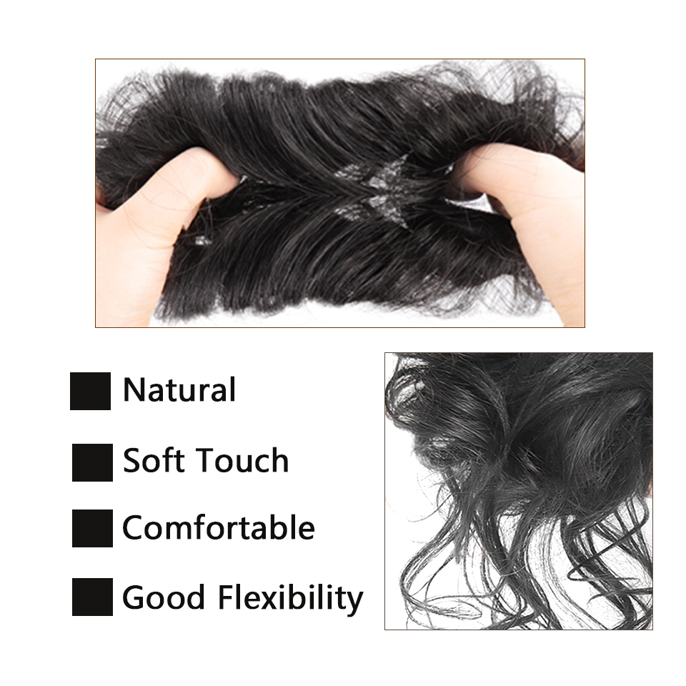 LUPU Tóc Tổng Hợp Bun Chignon Lộn Xộn Xoăn Tóc Thun Scrunchy Giả Tóc Miếng Cho Nữ Kẹp Tóc Nâu Đen